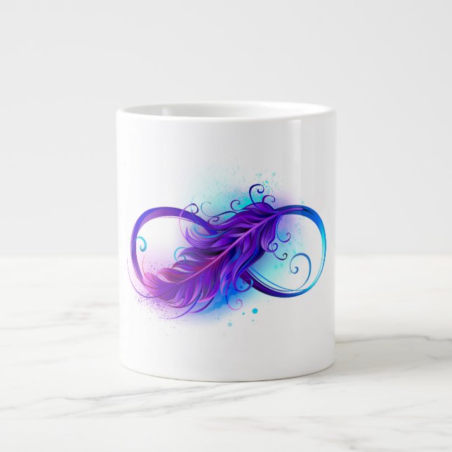 Caneca De Café Grande Infinito com Pena Roxa (Frente)