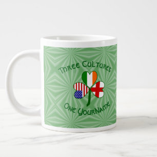Caneca De Café Grande Inglaterra Irlanda EUA Trevo Bandeira Personalizad