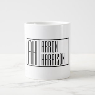 Caneca De Café Grande Iniciais Mínimas Modernas & Logotipo de Nome