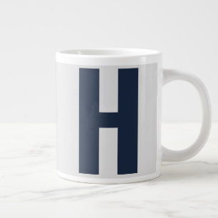 Caneca De Café Grande Inicial de Monograma Sobredimensionada em Cinza Pr