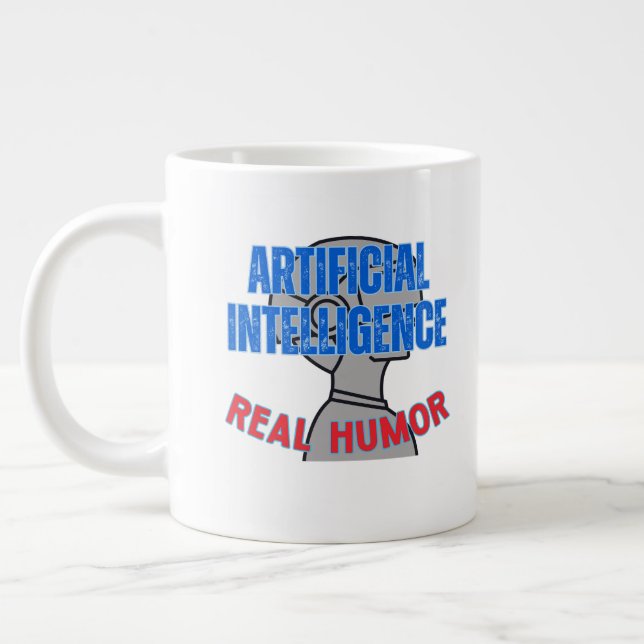Caneca De Café Grande Inteligência artificial, humor real.w Branco BG (Esquerda)