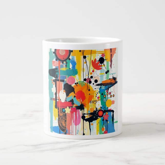 Caneca De Café Grande Intermitência de Cores Cinéticas (Frente)