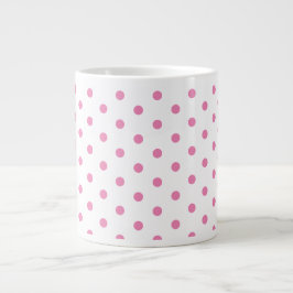 Caneca De Café Grande Introdução ao padrão Bolinhas branco e cor-de-rosa