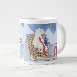 Caneca De Café Grande Inverno Quente Desperta Urso Polar Formando Scarf