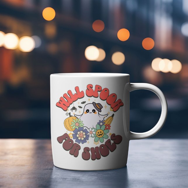 Caneca De Café Grande Irá Falar Para Calçados Retro Ghost Halloween (Criador carregado)