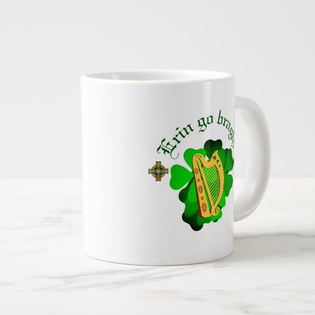 Caneca De Café Grande Irlanda para sempre/Erin ir bragh/ harp (Frente Esquerda)