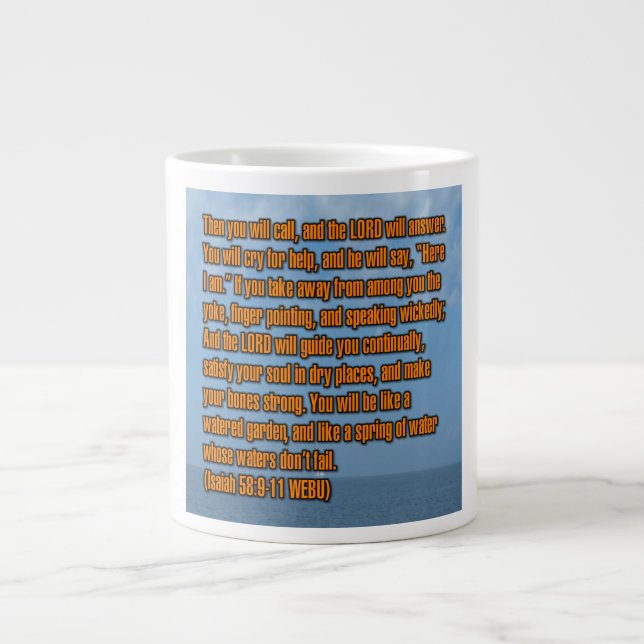 Caneca De Café Grande Isaiah 58:9-11 WEBU Mug (Frente)