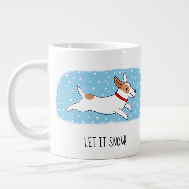 Caneca De Café Grande Jack Russell Terrier Deixe-o Neve Personalizado (Esquerda)