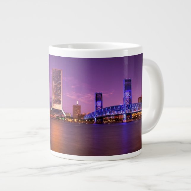 Caneca De Café Grande Jacksonville Florida Skyline à noite (Frente Esquerda)
