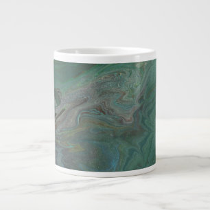 Caneca De Café Grande Jade 2 Verde Escuro Abstrato
