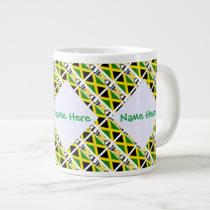 Caneca De Café Grande Jamaica Bandeira Jamaicana Piso Verde Personalizaç