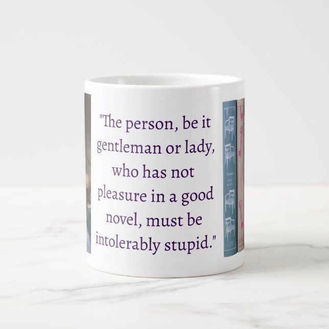 Caneca De Café Grande Jane Austen Novel Quote (dark purple) (Frente)