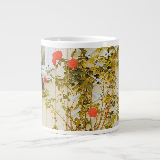 Caneca De Café Grande janela enquadrada por rosa em Gavle (Frente)