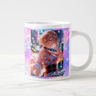 Caneca De Café Grande Japanese Cyberpunk Anime Girl Poster | Neon City