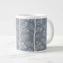 Jardim Botânico Floral Azul Cinza Silencioso