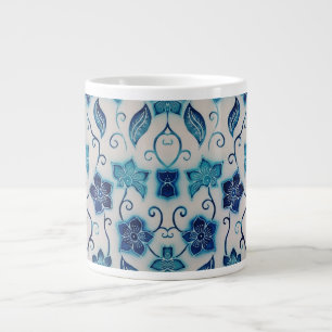 Caneca De Café Grande Jardim de Batik com Mug de Especialidade Azul