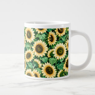 Caneca De Café Grande Jardim de Girassóis Dourados