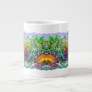 Caneca De Café Grande Jardim de Peixes Espelhado