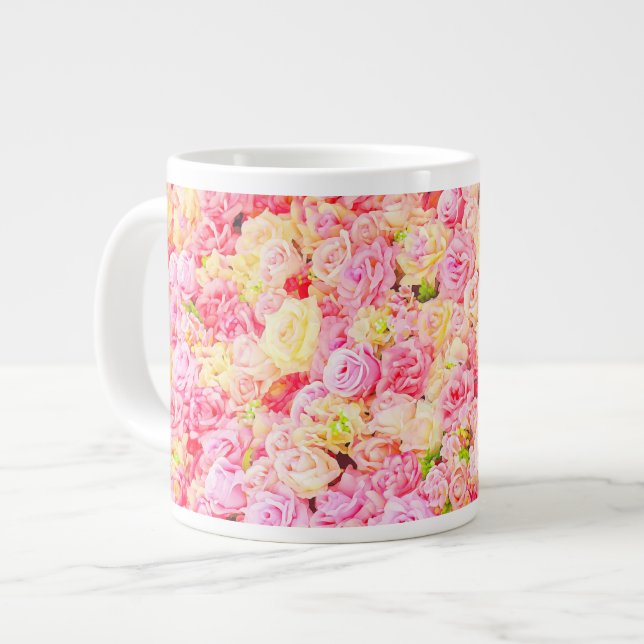 Caneca De Café Grande Jardim de rosas (Frente Esquerda)