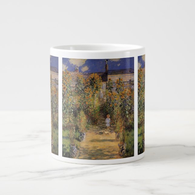 Caneca De Café Grande Jardim do Artista em Vetheuil por Claude Monet (Frente)