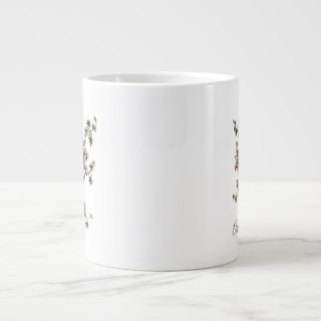 Caneca De Café Grande Jardim Floral de Rododendros Personalizado (Frente)