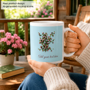 Caneca De Café Grande Jardim Floral de Rododendros Personalizado
