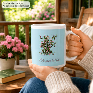 Caneca De Café Grande Jardim Floral de Rododendros Personalizado