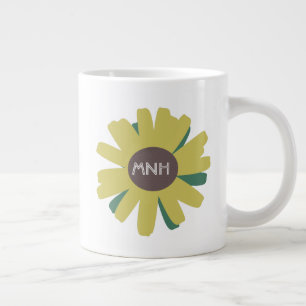 Caneca De Café Grande Jardim Simples de Girassóis Planta Monograma