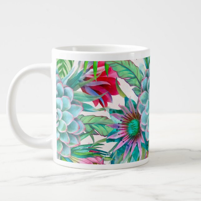 Caneca De Café Grande Jardim tropical (Esquerda)