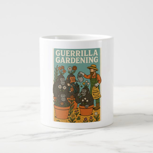 Caneca De Café Grande Jardinagem Guerrilha (Frente)