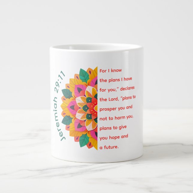 Caneca De Café Grande Jeremiah 29:11 Mandala Jumbo Mug (Frente)