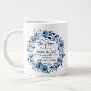 Caneca De Café Grande Jeremiah 29:11 Para eu saber dos Planos Blue Flora