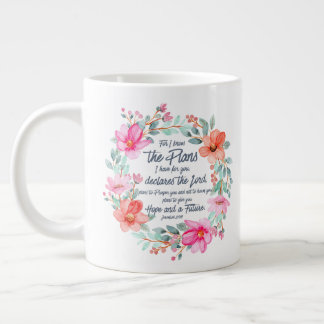Caneca De Café Grande Jeremiah 29:11 Porque eu conheço os Planos Rosa Fl