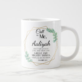Caneca De Café Grande Jeremiah 33:3 Me ligue Eucalyptus Personalize