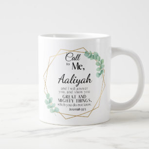 Caneca De Café Grande Jeremiah 33:3 Me ligue Eucalyptus Personalize