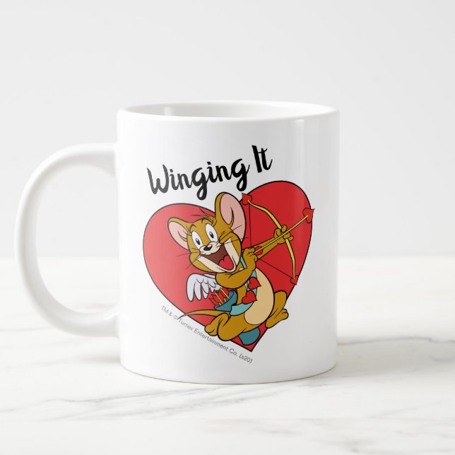 Caneca De Café Grande Jerry Mouse Vestido como Namorados Cupido (Esquerda)