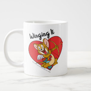 Caneca De Café Grande Jerry Mouse vestido de Namorados Cupido