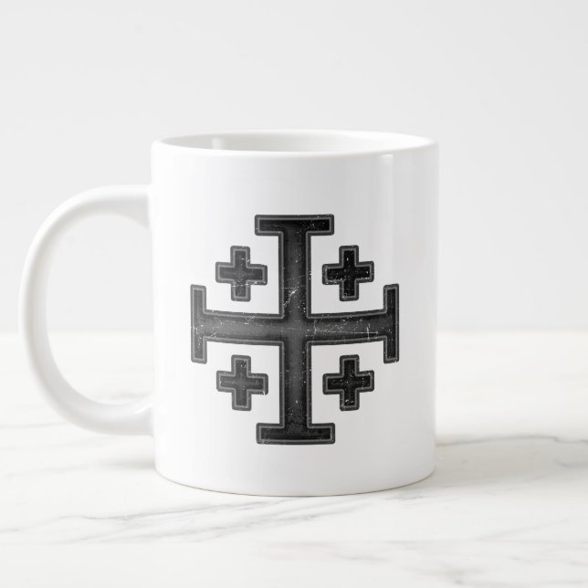 Caneca De Café Grande Jerusalem Cavaleiro Templário Cruzador Cruzado Deu (Esquerda)