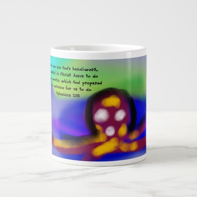 Caneca De Café Grande Jesus ama o trabalho (Frente)