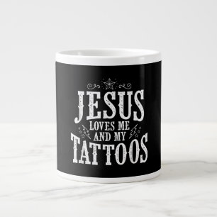 Caneca De Café Grande Jesus Amor   Jesus Me Ama E Minhas Tatuagens