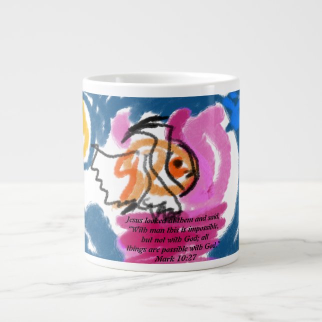 Caneca De Café Grande jesus aqui (Frente)