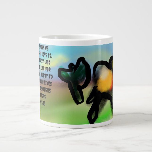 Caneca De Café Grande Jesus aqui nos  (Frente)