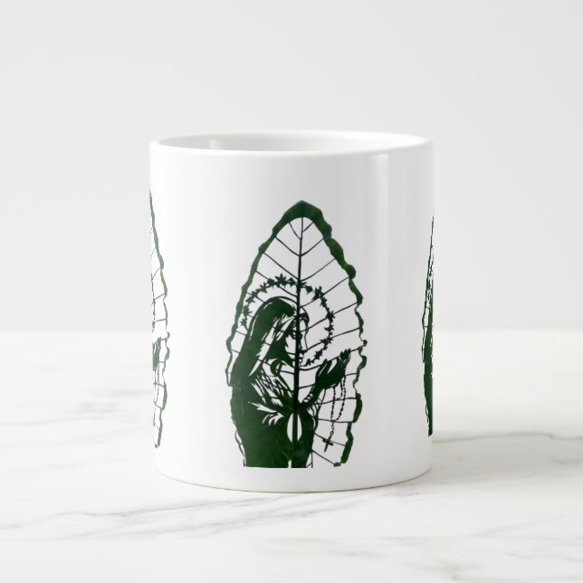 Caneca De Café Grande Jesus Carved On A Leaf (Frente)