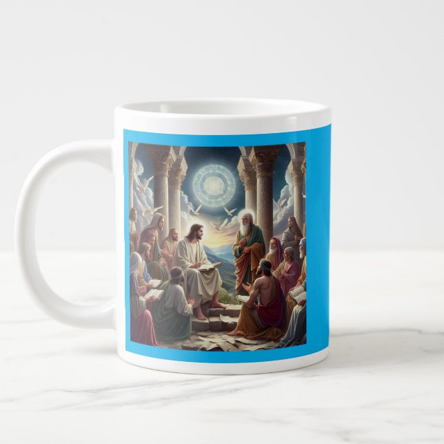 Caneca De Café Grande Jesus e os Discípulos: Matthew 19:26 (Esquerda)