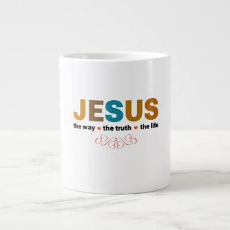 CANECA DE CAFÉ GRANDE JESUS. O CAMINHO, A VERDADE, A VIDA.