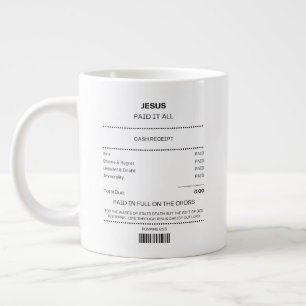 Caneca De Café Grande Jesus Pagou Tudo Recibo de Presente da Igreja