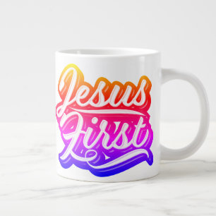 Caneca De Café Grande Jesus Primeira Cor Brilhante