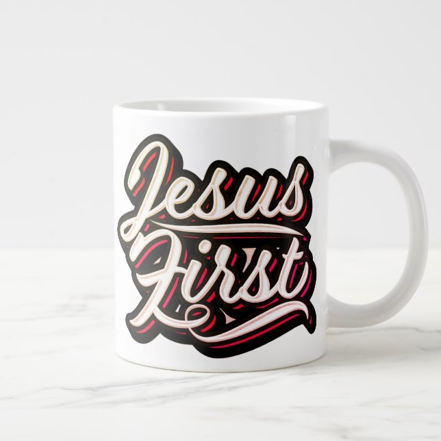 Caneca De Café Grande Jesus Primeiro Estilo dos 70 (Direita)