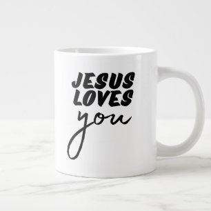 Caneca De Café Grande 'Jesus Te Ama' Minimalista Encorajamento Cristão