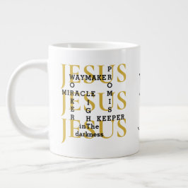 Caneca De Café Grande Jesus Waymaker Monograma Christian Coffee Mug